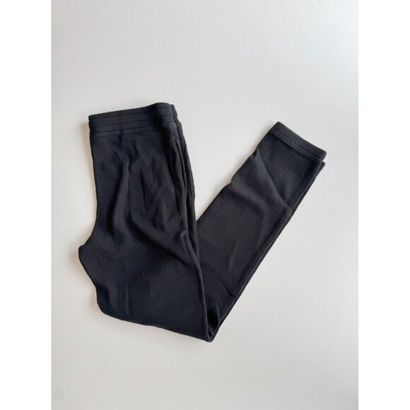 Aritzia TNA Black Cotton Waffle Knit Jogger Pants Sweatpants, Size M - Picture 1 of 13